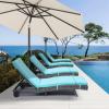 imageYITAHOME Wicker Chaise Lounge Set of 2 Outdoor PE Rattan Pool Lounge Chair with Adjustable Backrest and Removable Cushion ampamp Wheels for Poolside Deck Balcony Lawn GreyBlue