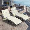 imageYITAHOME Wicker Chaise Lounge Set of 2 Outdoor PE Rattan Pool Lounge Chair with Adjustable Backrest and Removable Cushion ampamp Wheels for Poolside Deck Balcony Lawn GreyBeige