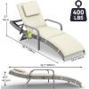 imageYITAHOME Wicker Chaise Lounge Set of 2 Outdoor PE Rattan Pool Lounge Chair with Adjustable Backrest and Removable Cushion ampamp Wheels for Poolside Deck Balcony Lawn GreyBeige