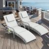imageYITAHOME Wicker Chaise Lounge Set of 2 Outdoor PE Rattan Pool Lounge Chair with Adjustable Backrest and Removable Cushion ampamp Wheels for Poolside Deck Balcony Lawn GreyGrey
