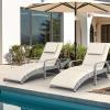 imageYITAHOME Wicker Chaise Lounge Set of 2 Outdoor PE Rattan Pool Lounge Chair with Adjustable Backrest and Removable Cushion ampamp Wheels for Poolside Deck Balcony Lawn GreyBeige