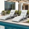 imageYITAHOME Wicker Chaise Lounge Set of 2 Outdoor PE Rattan Pool Lounge Chair with Adjustable Backrest and Removable Cushion ampamp Wheels for Poolside Deck Balcony Lawn GreyGrey
