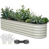 imageYITAHOME 17quot Tall 6 in 1 Large Raised Garden Bed Kit 65x2x14ft Galvanized Metal Planter Box with Gloves ampamp Safety Rubber Outdoor Above Ground Planters for Plants Vegetables Flowers White
