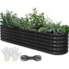 imageYITAHOME 17quot Tall 9 in 1 Large Raised Garden Bed Kit 8x2x14ft Galvanized Metal Planter Box with Gloves ampamp Safety Outdoor Above Ground Planters for Plants Vegetables Flowers Black