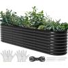 imageYITAHOME 24quot Tall 9 in 1 Large Raised Garden Bed Kit 8x4x2ft Galvanized Metal Planter Box with Gloves and Safety Rubber Outdoor Above Ground Planters for Plants Vegetables Flowers Black