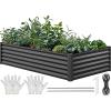 imageYITAHOME 8x4x15ft Large Raised Garden Bed Kit Galvanized Metal Planter Box with Gloves Ground Nails ampamp Safety Rubber Outdoor Above Ground Planters for Plants Vegetables Flowers Black
