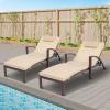 imageYITAHOME Wicker Chaise Lounge Set of 2 Pool Lounge Chair w 5Position Backrest Armrests Cushions and Headrest Outdoor Lounger for Backyard Poolside or GardenBrown