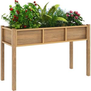imageYITAHOME 48x18x30in Raised Garden Bed Weather Resistant Poly Lumber Planter Box with Legs Elevated Garden Bed for Yard Garden Balcony  BrownBrown