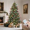 imageYITAHOME Prelit Green Christmas Tree 75ft with Remote Artificial Hinged Color Changing Christmas Tree PreLit Spruce with 1800 Tips and 400 UL Listed LED Lights 3 Timers for Home Party DecorationGreen With Red Berries