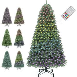imageYITAHOME Prelit Green Christmas Tree 75ft with Remote Artificial Hinged Color Changing Christmas Tree PreLit Spruce with 1800 Tips and 400 UL Listed LED Lights 3 Timers for Home Party DecorationGreen