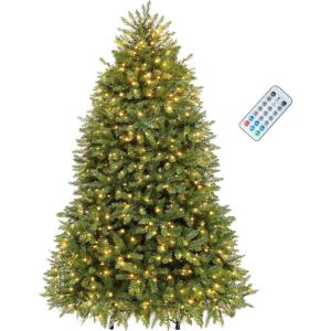 imageYITAHOME Prelit Green Christmas Tree 75ft with Remote Artificial Hinged Color Changing Christmas Tree PreLit Spruce with 1800 Tips and 400 UL Listed LED Lights 3 Timers for Home Party DecorationBellshaped Green