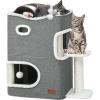 imageYIATHOME 2 Storey Cat House Cat Beds for Indoor Cats Small Cat Condo with Scratch Post and Hideaway Cave Modern Cat Cube Playhouse for Multi Kittens Extended Style Grey