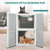 imageYIATHOME 2 Storey Cat House Cat Beds for Indoor Cats Small Cat Condo with Scratch Post and Hideaway Cave Modern Cat Cube Playhouse for Multi Kittens Extended Style Grey
