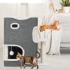 imageYIATHOME 2 Storey Cat House Cat Beds for Indoor Cats Small Cat Condo with Scratch Post and Hideaway Cave Modern Cat Cube Playhouse for Multi Kittens Extended Style Grey