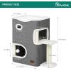 imageYIATHOME 2 Storey Cat House Cat Beds for Indoor Cats Small Cat Condo with Scratch Post and Hideaway Cave Modern Cat Cube Playhouse for Multi Kittens Extended Style Grey