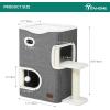 imageYIATHOME 2 Storey Cat House Cat Beds for Indoor Cats Small Cat Condo with Scratch Post and Hideaway Cave Modern Cat Cube Playhouse for Multi Kittens Extended Style Grey