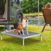 imageYITAHOME Cooling Elevated Dog Bed Chew Proof Raised Pet Cot with Aluminum Frame Breathable Textilene Mesh Enclosed Edges NonSlip Feet Durable Dog Bed for Indoors ampamp Outdoors Blue 32 InchGrey