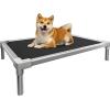 imageYITAHOME Cooling Elevated Dog Bed Chew Proof Raised Pet Cot with Aluminum Frame Breathable Textilene Mesh Enclosed Edges NonSlip Feet Durable Dog Bed for Indoors ampamp Outdoors Blue 32 InchBlack