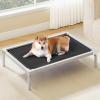 imageYITAHOME Cooling Elevated Dog Bed Chew Proof Raised Pet Cot with Aluminum Frame Breathable Textilene Mesh Enclosed Edges NonSlip Feet Durable Dog Bed for Indoors ampamp Outdoors Blue 32 InchBlack