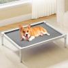 imageYITAHOME Cooling Elevated Dog Bed Chew Proof Raised Pet Cot with Aluminum Frame Breathable Textilene Mesh Enclosed Edges NonSlip Feet Durable Dog Bed for Indoors ampamp Outdoors Blue 32 InchGrey