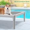 imageYITAHOME Cooling Elevated Dog Bed Chew Proof Raised Pet Cot with Aluminum Frame Breathable Textilene Mesh Enclosed Edges NonSlip Feet Durable Dog Bed for Indoors ampamp Outdoors Blue 32 InchGrey