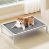 imageYITAHOME Cooling Elevated Dog Bed Chew Proof Raised Pet Cot with Aluminum Frame Breathable Textilene Mesh Enclosed Edges NonSlip Feet Durable Dog Bed for Indoors ampamp Outdoors Blue 32 InchGrey