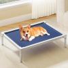 imageYITAHOME Cooling Elevated Dog Bed Chew Proof Raised Pet Cot with Aluminum Frame Breathable Textilene Mesh Enclosed Edges NonSlip Feet Durable Dog Bed for Indoors ampamp Outdoors Blue 32 InchBlue