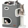 imageYIATHOME 2 Storey Cat House Cat Beds for Indoor Cats Small Cat Condo with Scratch Post and Hideaway Cave Modern Cat Cube Playhouse for Multi Kittens Extended Style Grey