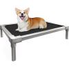 imageYITAHOME Cooling Elevated Dog Bed Chew Proof Raised Pet Cot with Aluminum Frame Breathable Textilene Mesh Enclosed Edges NonSlip Feet Durable Dog Bed for Indoors ampamp Outdoors Blue 32 InchBlack