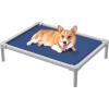imageYITAHOME Cooling Elevated Dog Bed Chew Proof Raised Pet Cot with Aluminum Frame Breathable Textilene Mesh Enclosed Edges NonSlip Feet Durable Dog Bed for Indoors ampamp Outdoors Blue 32 InchBlue