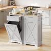 imageYITAHOME 10 Gallon Tilt Out Trash Can Cabinet Kitchen Trash Bin Cabinet Garbage Recycling Cabinet with Drawer Laundry Hamper Cabinet for Kitchen Laundry Room Bathroom WhiteOff White