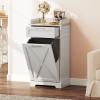 imageYITAHOME 10 Gallon Tilt Out Trash Can Cabinet Kitchen Trash Bin Cabinet Garbage Recycling Cabinet with Drawer Laundry Hamper Cabinet for Kitchen Laundry Room Bathroom WhiteOff White