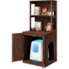 imageYITAHOME Large Cat Litter Box Furniture with Shelves and Charging Station Hidden for SelfCleaning Cat Litter Box Enclosure Wooden Cat Cabinet for Smart Litter Box Size Brown OakBrown Oak