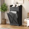 imageYITAHOME 10 Gallon Tilt Out Trash Can Cabinet Kitchen Trash Bin Cabinet Garbage Recycling Cabinet with Drawer Laundry Hamper Cabinet for Kitchen Laundry Room Bathroom WhiteBlack