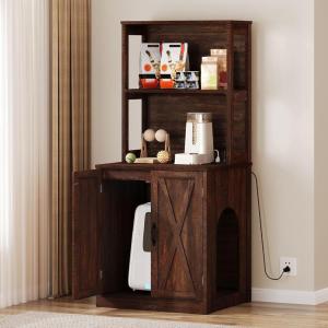 imageYITAHOME Large Cat Litter Box Furniture with Shelves and Charging Station Hidden for SelfCleaning Cat Litter Box Enclosure Wooden Cat Cabinet for Smart Litter Box Size Brown OakBrown Oak