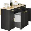 imageYITAHOME Kitchen Island with Drop Leaf 55 inch Rolling Kitchen Carts Modular Pull Out Trash Can Cabinet Fits Double 10Gallon Garbage BinBlack