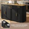 imageYITAHOME Kitchen Island with Drop Leaf 55 inch Rolling Kitchen Carts Modular Pull Out Trash Can Cabinet Fits Double 10Gallon Garbage BinBlack