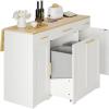imageYITAHOME Kitchen Island with Drop Leaf 55 inch Rolling Kitchen Carts Modular Pull Out Trash Can Cabinet Fits Double 10Gallon Garbage BinWhite Oak