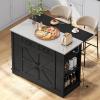 imageYITAHOME Kitchen Island with Stainless Steel Top ampamp Drop Leaf 42 Inch Kitchen Island on Wheels with Power Outlet Rolling Portable Mobile Kitchen Cart w Storage Drawer Cabinet Counter Metal Top Black47in