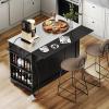 imageYITAHOME Kitchen Island with Stainless Steel Top ampamp Drop Leaf 42 Inch Kitchen Island on Wheels with Power Outlet Rolling Portable Mobile Kitchen Cart w Storage Drawer Cabinet Counter Metal Top Black60in