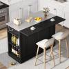 imageYITAHOME Kitchen Island with Stainless Steel Top ampamp Drop Leaf 42 Inch Kitchen Island on Wheels with Power Outlet Rolling Portable Mobile Kitchen Cart w Storage Drawer Cabinet Counter Metal Top Black47in