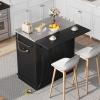 imageYITAHOME Kitchen Island with Stainless Steel Top ampamp Drop Leaf 42 Inch Kitchen Island on Wheels with Power Outlet Rolling Portable Mobile Kitchen Cart w Storage Drawer Cabinet Counter Metal Top Black42in