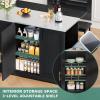 imageYITAHOME Kitchen Islands with Seating 47quot Mobile Storage Island with Trash Can Rolling Kitchen Island Cart with Drop Leaf ampamp Stainless Steel Countertop Bar Table with 2 Stools Spice Rack BlackBlack