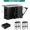 imageYITAHOME Kitchen Islands with Seating 47quot Mobile Storage Island with Trash Can Rolling Kitchen Island Cart with Drop Leaf ampamp Stainless Steel Countertop Bar Table with 2 Stools Spice Rack BlackBlack