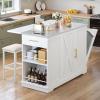 imageYITAHOME Kitchen Islands with Seating 47quot Mobile Storage Island with Trash Can Rolling Kitchen Island Cart with Drop Leaf ampamp Stainless Steel Countertop Bar Table with 2 Stools Spice Rack BlackWhite