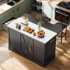 imageYITAHOME Kitchen Islands with Seating 47quot Mobile Storage Island with Trash Can Rolling Kitchen Island Cart with Drop Leaf ampamp Stainless Steel Countertop Bar Table with 2 Stools Spice Rack BlackBlack