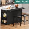 imageYITAHOME Kitchen Islands with Seating 47quot Mobile Storage Island with Trash Can Rolling Kitchen Island Cart with Drop Leaf ampamp Stainless Steel Countertop Bar Table with 2 Stools Spice Rack BlackBlack