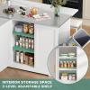 imageYITAHOME Kitchen Islands with Seating 47quot Mobile Storage Island with Trash Can Rolling Kitchen Island Cart with Drop Leaf ampamp Stainless Steel Countertop Bar Table with 2 Stools Spice Rack BlackWhite