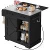 imageYITAHOME Kitchen Island with Stainless Steel Top ampamp Drop Leaf 42 Inch Kitchen Island on Wheels with Power Outlet Rolling Portable Mobile Kitchen Cart w Storage Drawer Cabinet Counter Metal Top Black42in