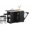 imageYITAHOME Kitchen Islands with Seating 47quot Mobile Storage Island with Trash Can Rolling Kitchen Island Cart with Drop Leaf ampamp Stainless Steel Countertop Bar Table with 2 Stools Spice Rack BlackBlack